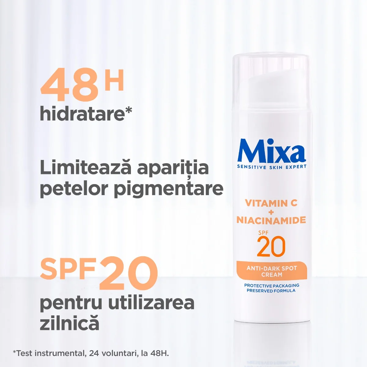 Crema anti-pete pigmentare cu SPF20 pentru tenul sensibil, 50ml, Mixa