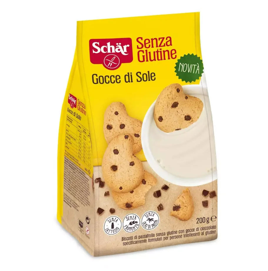 Fursecuri cu pepite de ciocolata fara gluten Gocce di Sole, 200g, Schar
