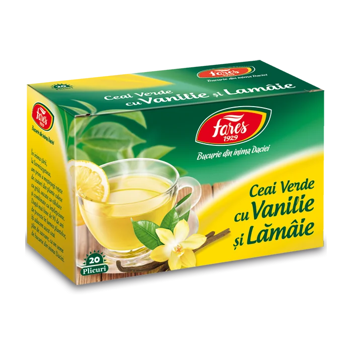 Ceai verde cu lamaie si vanilie, 20 plicuri, Fares