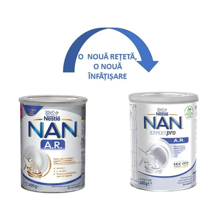 Lapte praf Nan AntiRegurgitare +0 luni, 400g, Nestle 