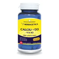 Calciu + D3 cu Vitamina K2, 60 capsule, Herbagetica