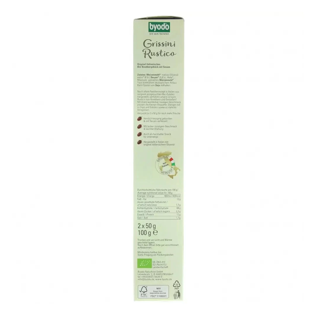 Grisine rustice cu susan Eco, 100g, Byodo