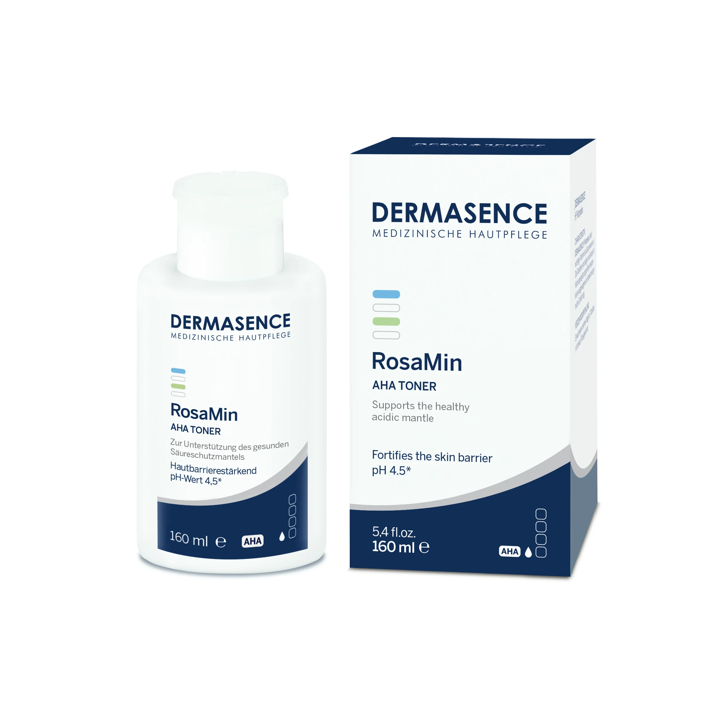 Toner exfoliant cu AHA pentru ten sensibil RosaMin, 160ml, Dermasence