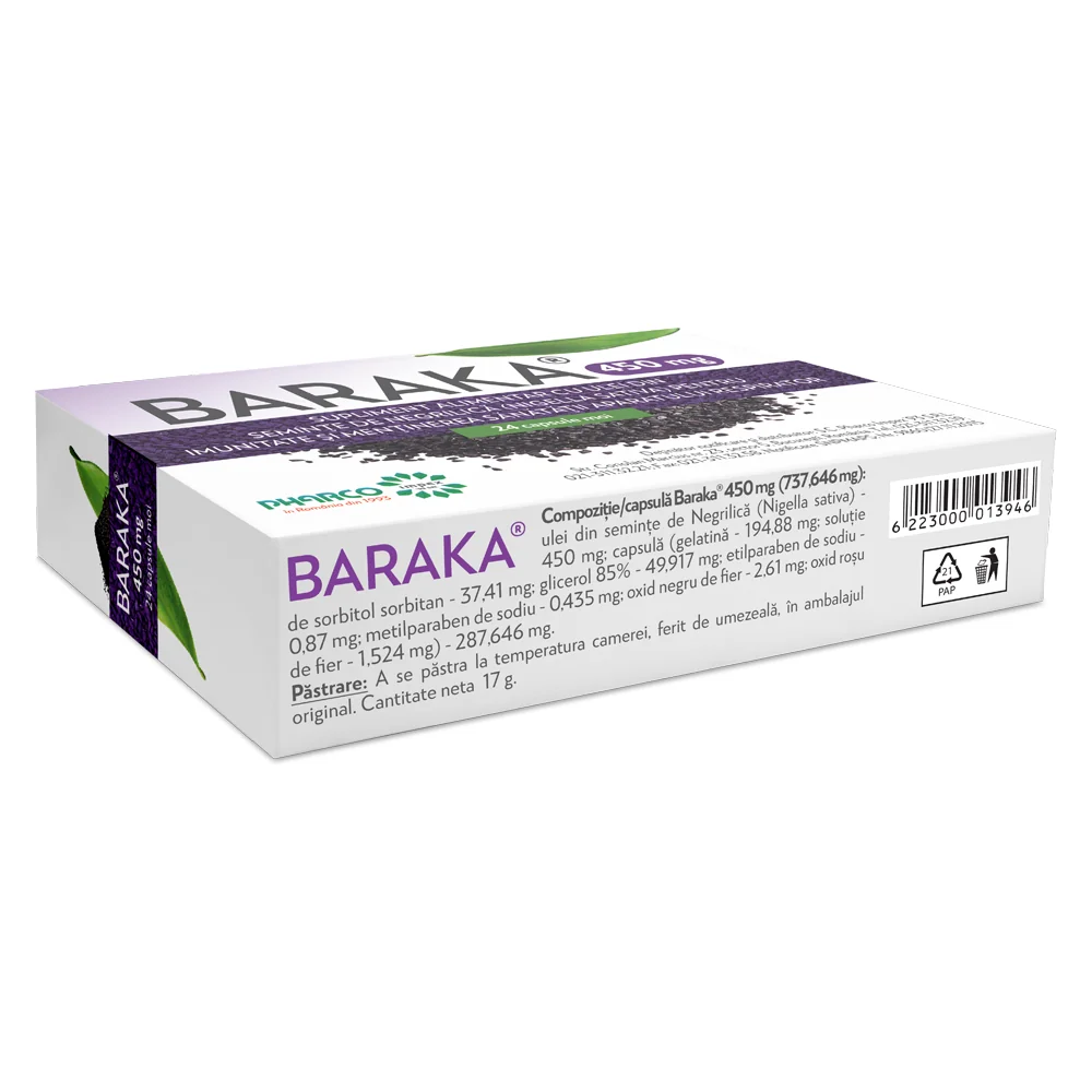 Baraka 450 mg, 24 capsule moi, Pharco