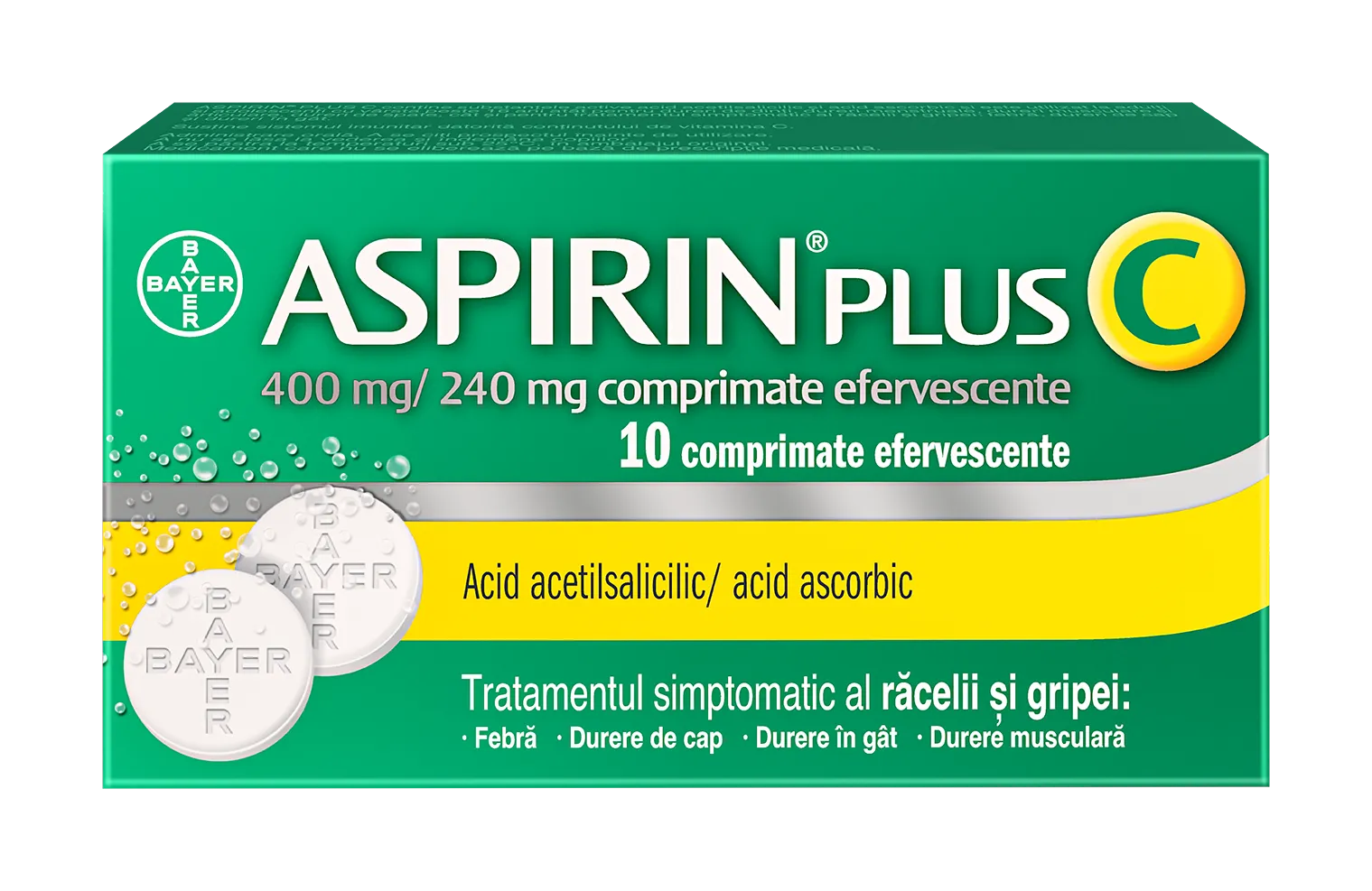 Aspirin Plus C, 10 comprimate efervescente, Bayer 
