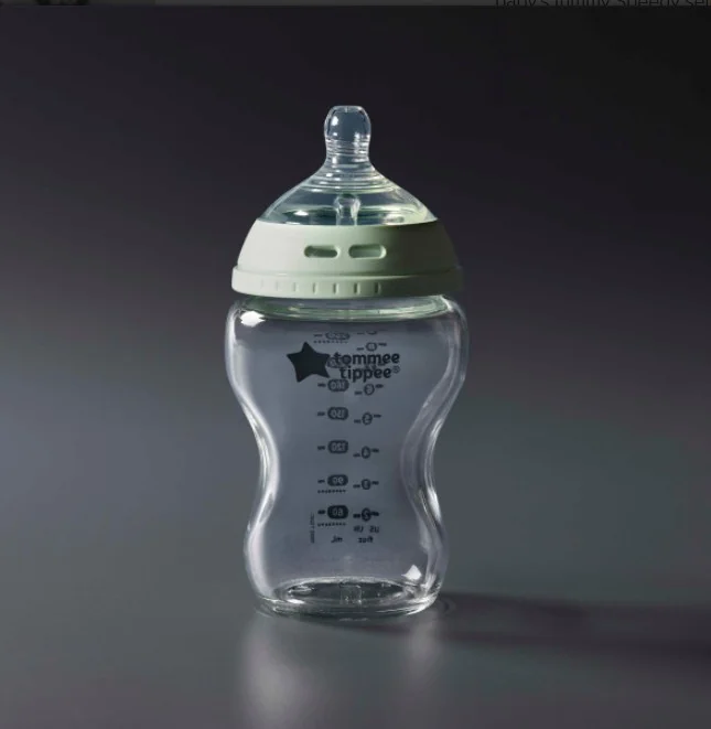 Biberon din sticla cu tetina din silicon cu autosterilizare pentru 0 luni+ Natural Start, 250ml, Tommee Tippee