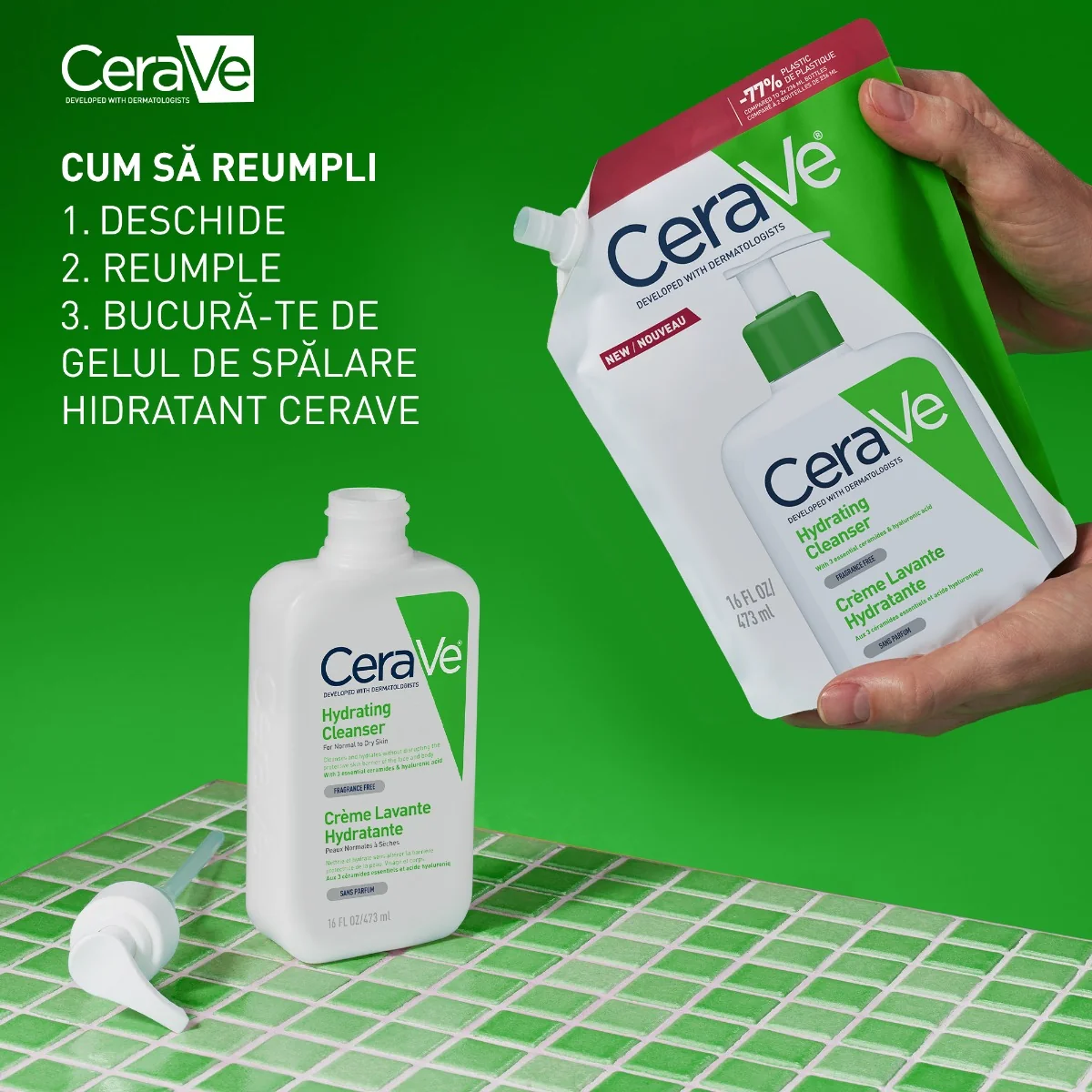 Rezerva Gel de spalare hidratant pentru piele normal-uscata, 473ml, CeraVe
