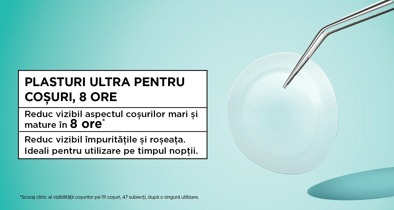 Plasture hidrocoloidal pentru cosuri, conceput pentru reducerea vizibila a cosurilor in 8 ore. Plasture hidrocoloidal pentru cosuri, conceput pentru reducerea vizibila a cosurilor in 8 ore.