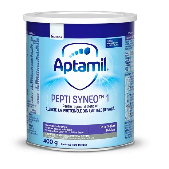 Lapte praf Aptamil Pepti SYNEO 1 pentru 0-6 luni, 400g, Nutricia
