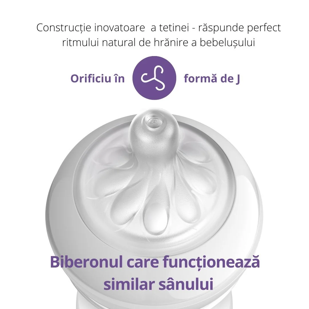 Biberon anti-colici model elefant pentru +1 luni Natural Response SCY673/81, 260ml, Philips Avent