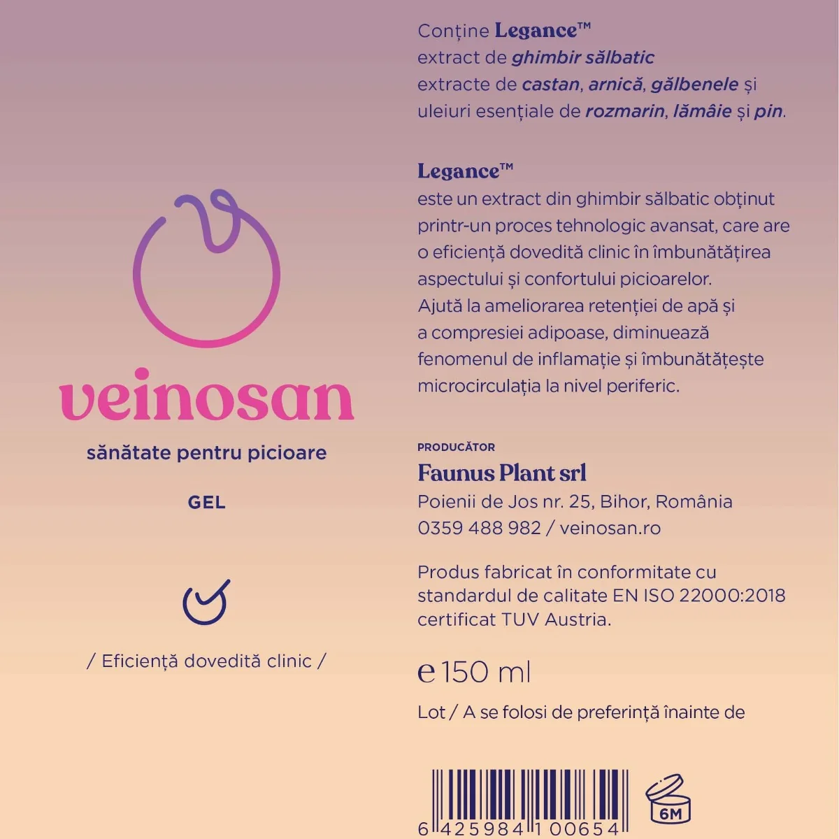 Gel pentru varice Veinosan, 150ml, Faunus Plant