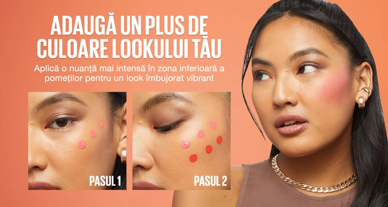 Fard de obraz Maybelline Sunkisser, tehnica de aplicare pentru look vibrant. Fard de obraz Maybelline Sunkisser, tehnica de aplicare pentru look vibrant.