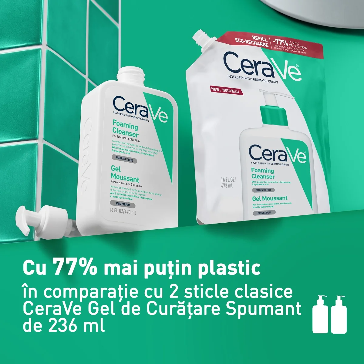 Rezerva Gel de curatare spumant piele normal-grasa, 473ml, CeraVe