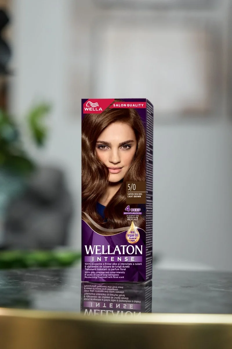 Vopsea de par permanenta Saten Deschis 5.0 Wellaton, 110ml, Wella