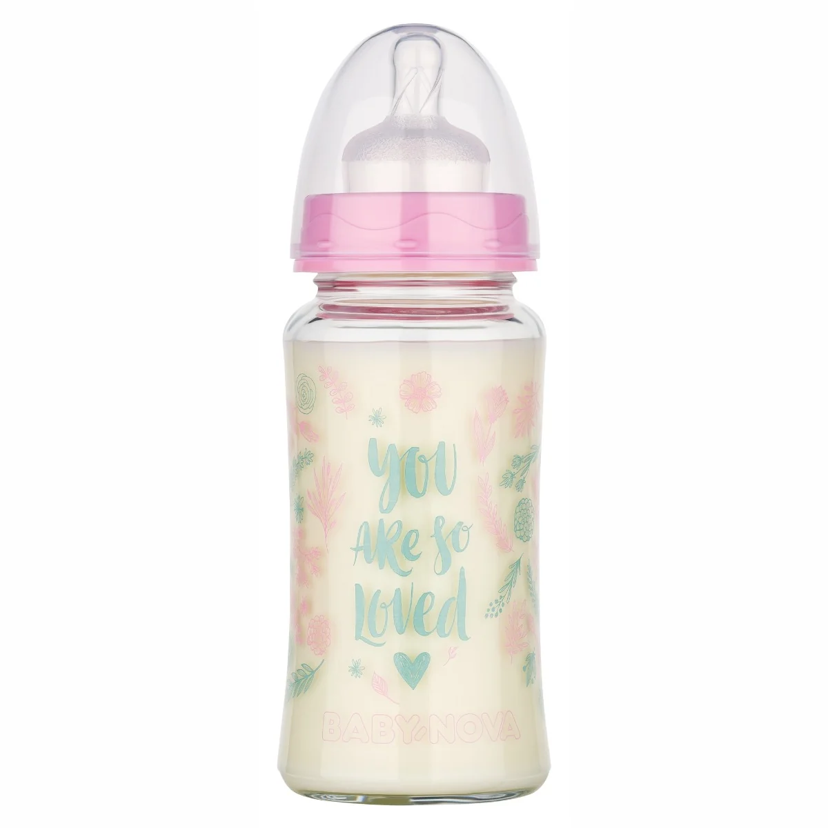 Biberon cu gat larg din sticla 44240, 240ml, Baby Nova