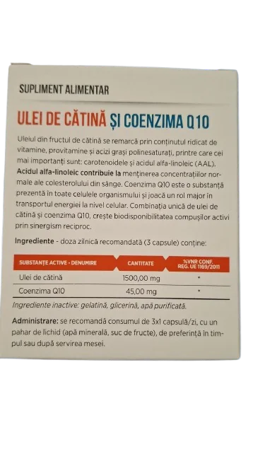 Ulei de catina si coenzima Q10, 30 capsule, Parapharm 