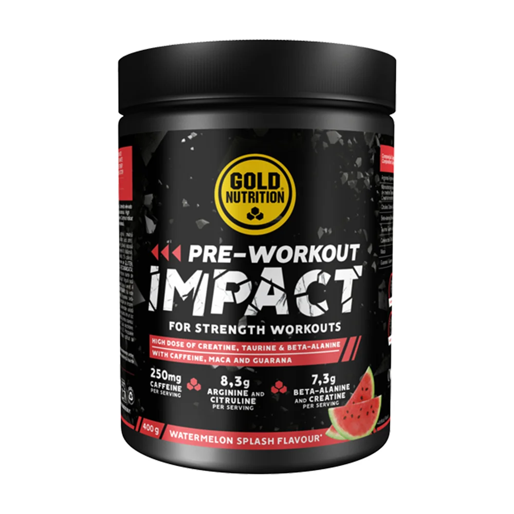 Pudra proteica cu aroma de pepene verde Pre Workout Impact, 400g, Gold Nutrition