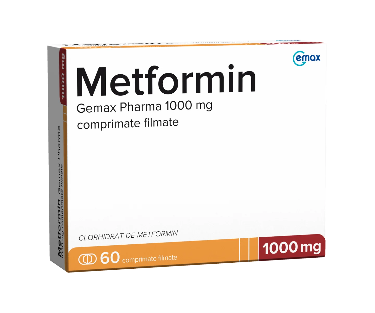 Metformin 1000mg, 60 comprimate filmate, Gemax