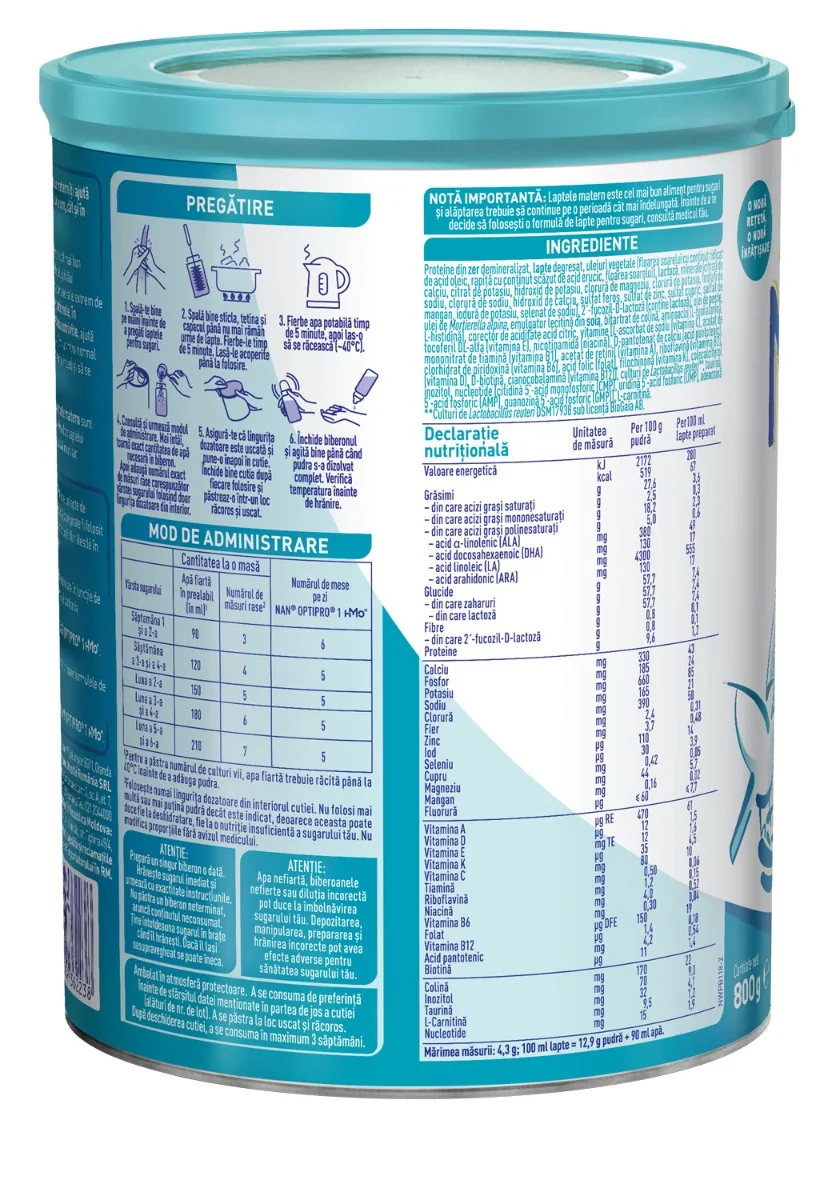 Lapte praf Nan 1 Optipro HM-O Premium +0 luni, 800g, Nestle 