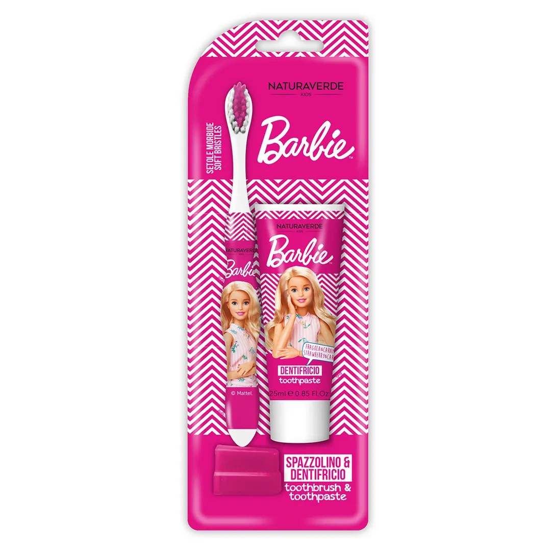 Set periuta si pasta de dinti Barbie, 25ml, Naturaverde