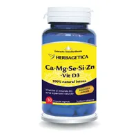 Ca+Mg+Se+Si+Zn Organice cu Vitamina D3, 30 capsule, Herbagetica