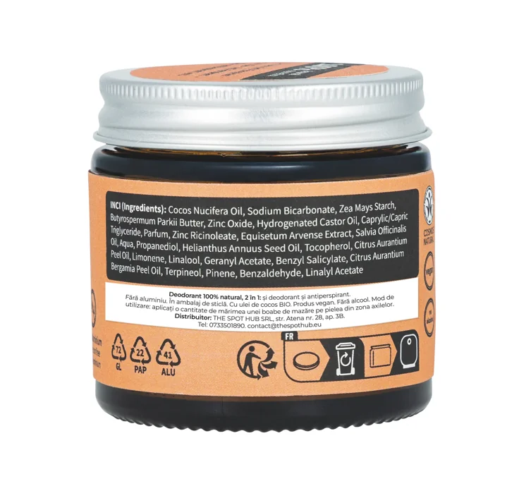 Deodorant crema 100% natural cu aroma de piersica, 40ml, Niyok
