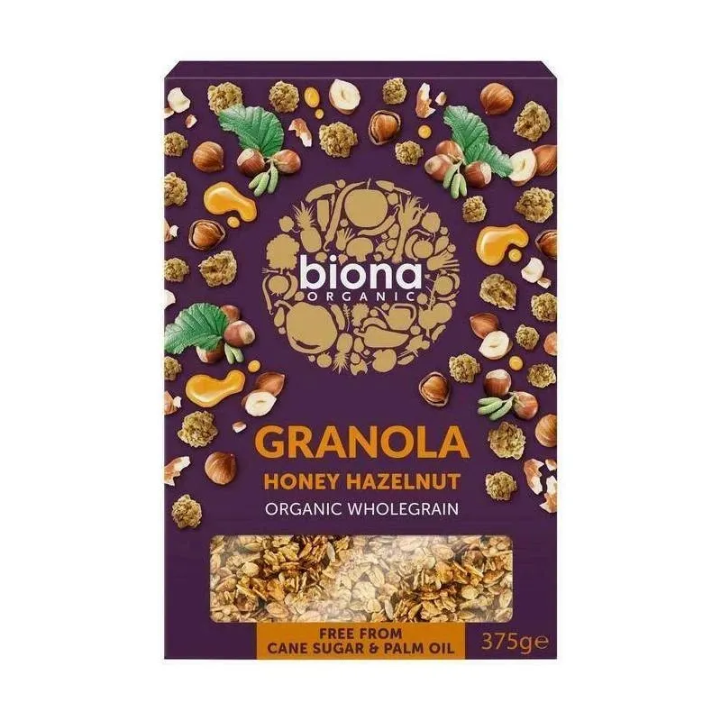 Granola cu miere si alune de padure bio, 375g, Biona Organic
