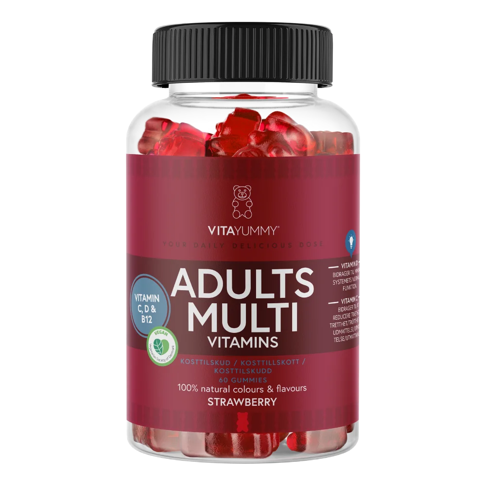 Multivitamine pentru adulti cu aroma de capsuni, 60 jeleuri, Vitayummy