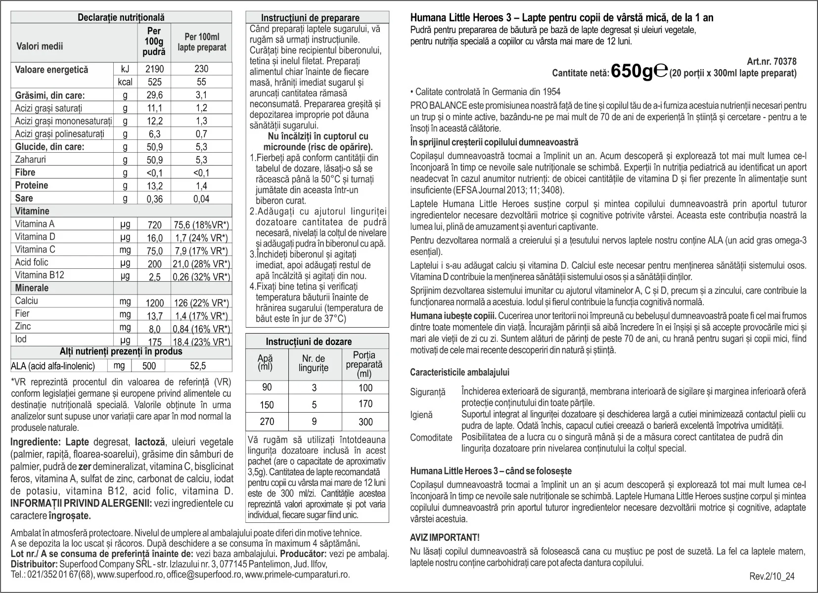 Formula de lapte pentru copii 3 Little Heroes Probalance pentru +12 luni, 650g, Humana