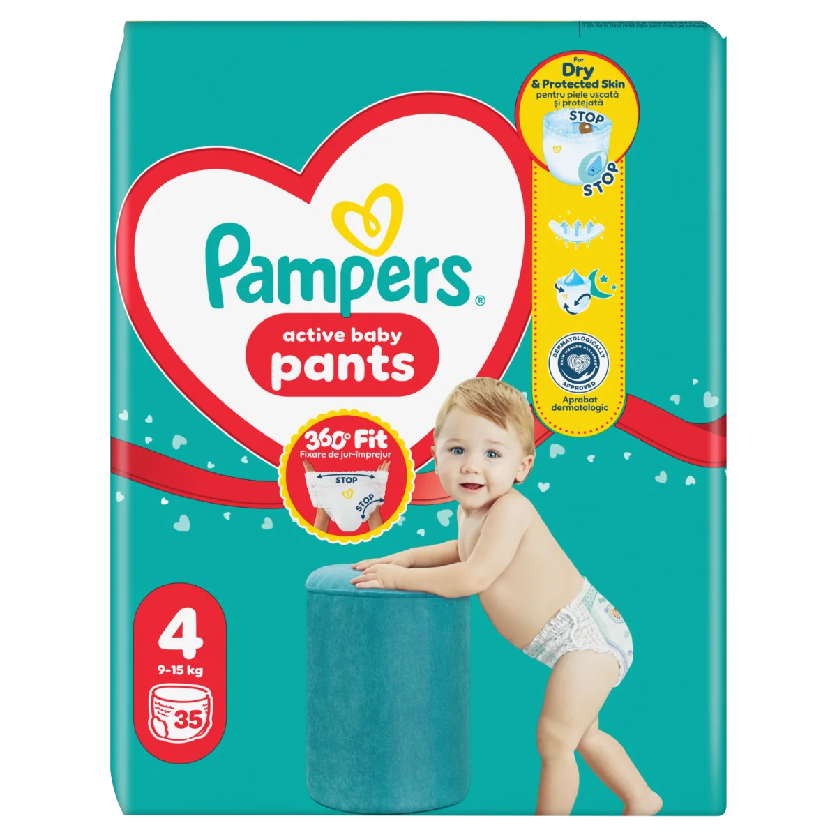 Scutece chilotel Pants Marimea 4 pentru 9-15kg, 35 bucati, Pampers