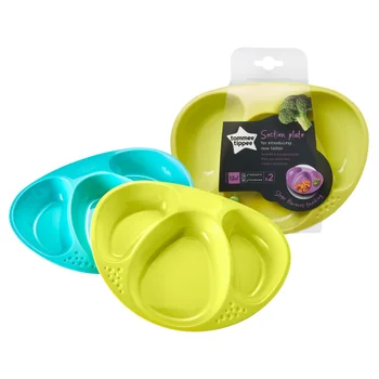 Set farfurii compartimentate Turcoaz-Galben Explora, 2 bucati, Tommee Tippee