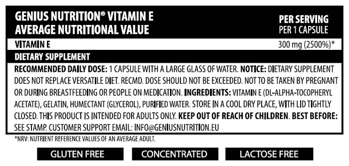 Vitamina E, 60 capsule, Genius Nutrition 
