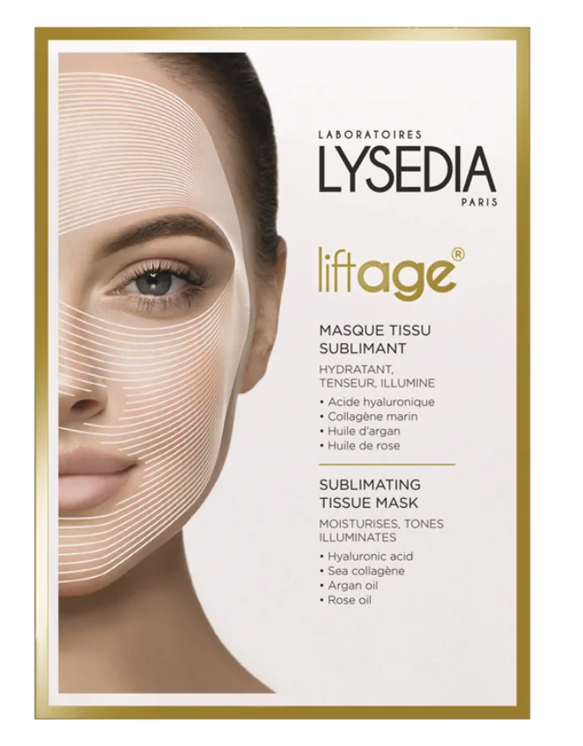 Masca servetel cu acid hyaluronic, colagen marin, ulei de trandafir si argan Liftage, 1 bucata, Lysedia