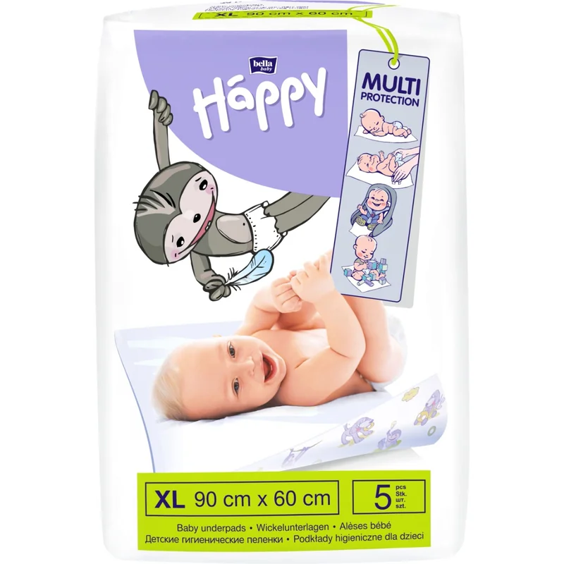 Aleze igienice absorbante Happy 90x60cm, 5 bucati, Bella Baby