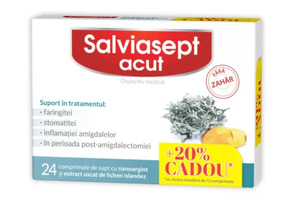 Salviasept Acut fara zahar, 24 comprimate, Zdrovit 