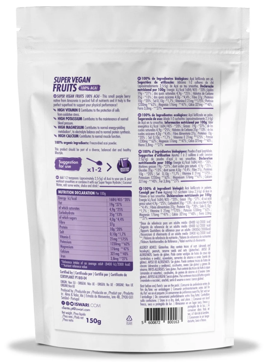 Acai Super Vegan bio, 150g, Iswari