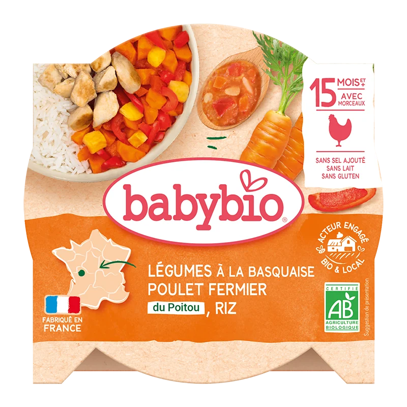 Meniu legume Basquaise si pui Poitou Bio, 260g, BabyBio