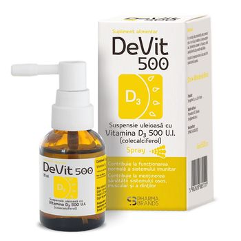 Suspensie uleioasa cu Vitamina D3 DeVit 500, 20ml, Pharma Brands 