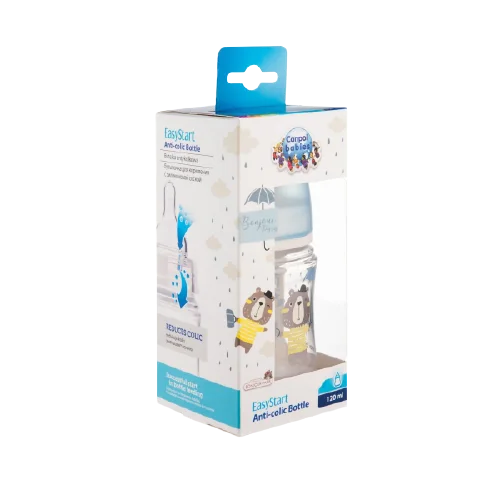 Biberon albastru anticolici cu gat larg PP EasyStart Bonjour Paris, 120ml, Canpol babies
