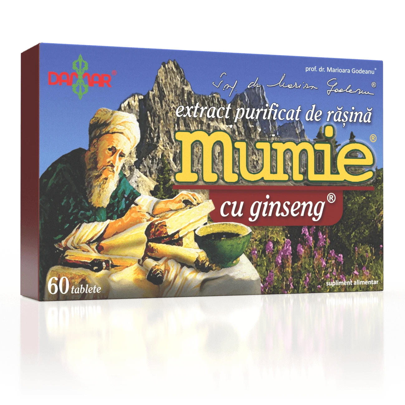 Extract purificat de rasina Mumie cu Ginseng, 60 tablete, Damar