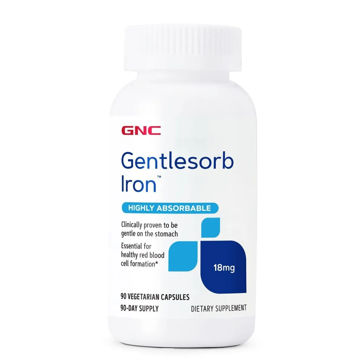 Fier Natural Gentlesorb 18mg cu absorbtie usoara, 90 capsule vegetale, GNC 