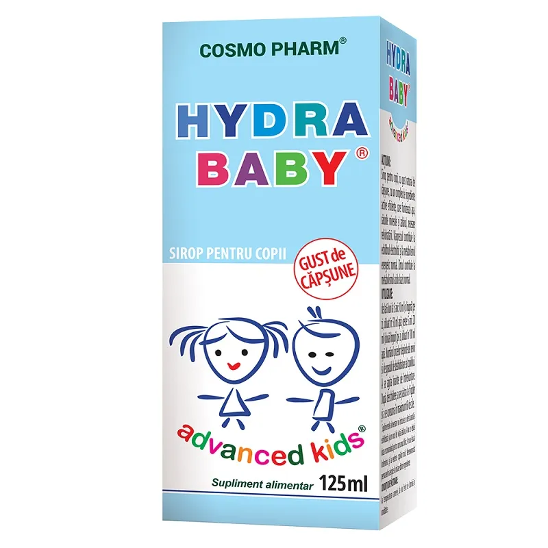 Sirop cu gust de capsune pentru copii Hydra Baby Advanced Kids, 125 ml, Cosmopharm