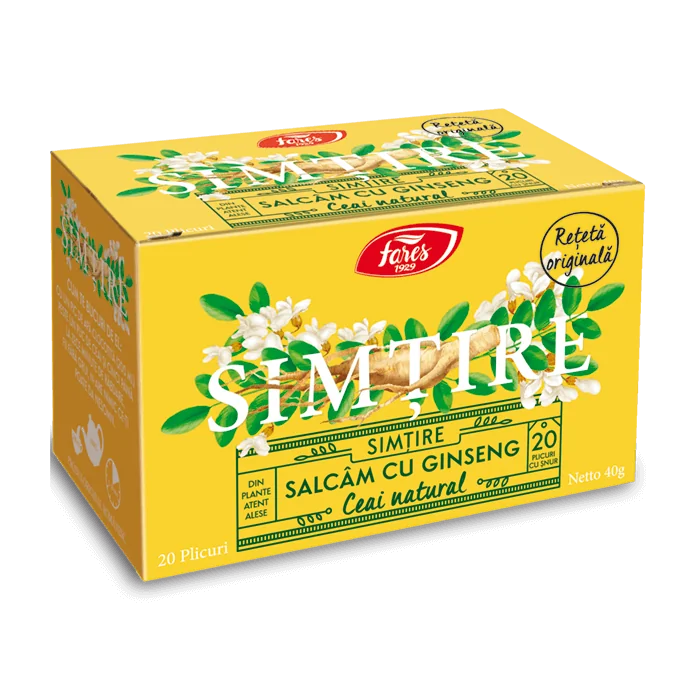 Ceai de salcam cu ginseng Simtire, 20 plicuri, Fares
