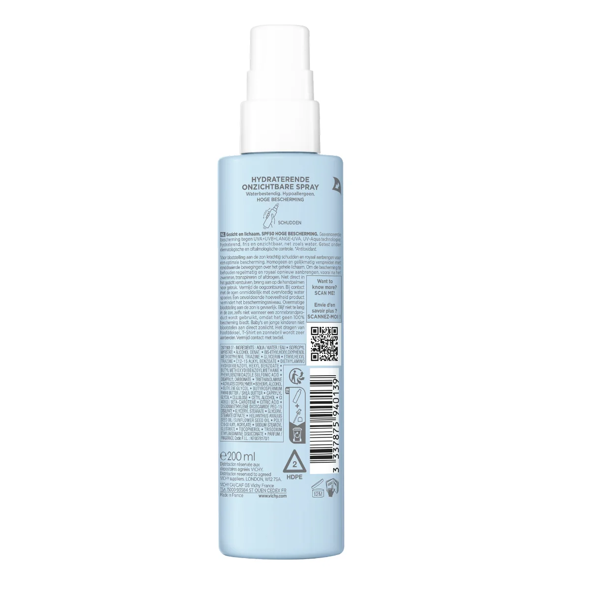 Spray hidratant pentru fata si corp SPF50 Capital Soleil UV AQUA, 200ml, Vichy