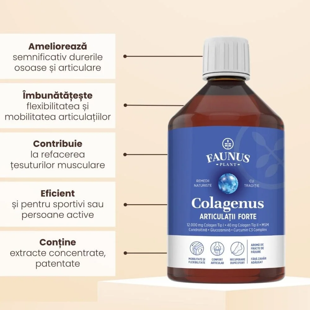 Colagen hidrolizat pentru articulatii Colagenus Articulatii Forte, 500ml, Faunus Plant
