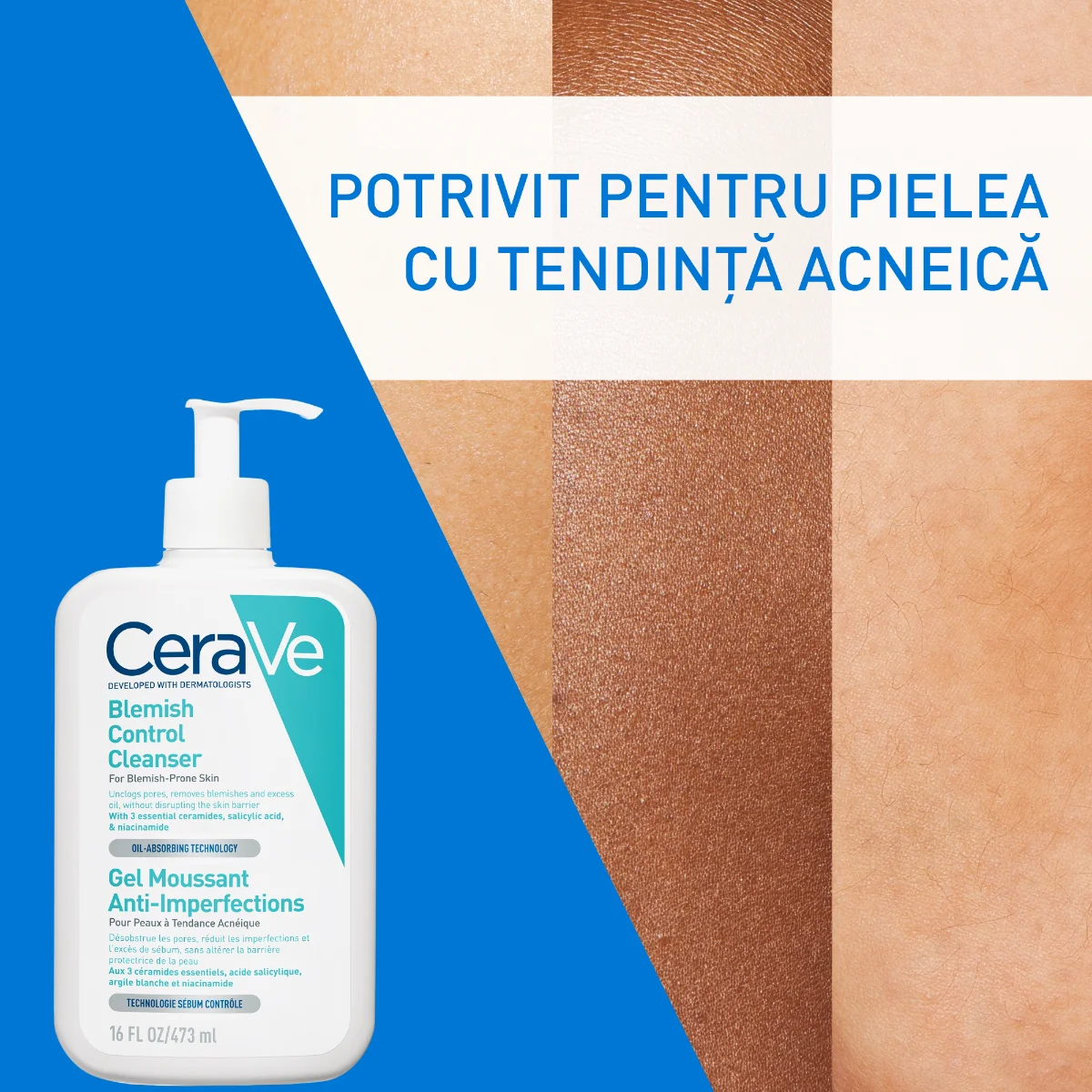 Gel de curatare spumant anti-imperfectiuni pentru ten cu tendinta acneica, 473ml, CeraVe
