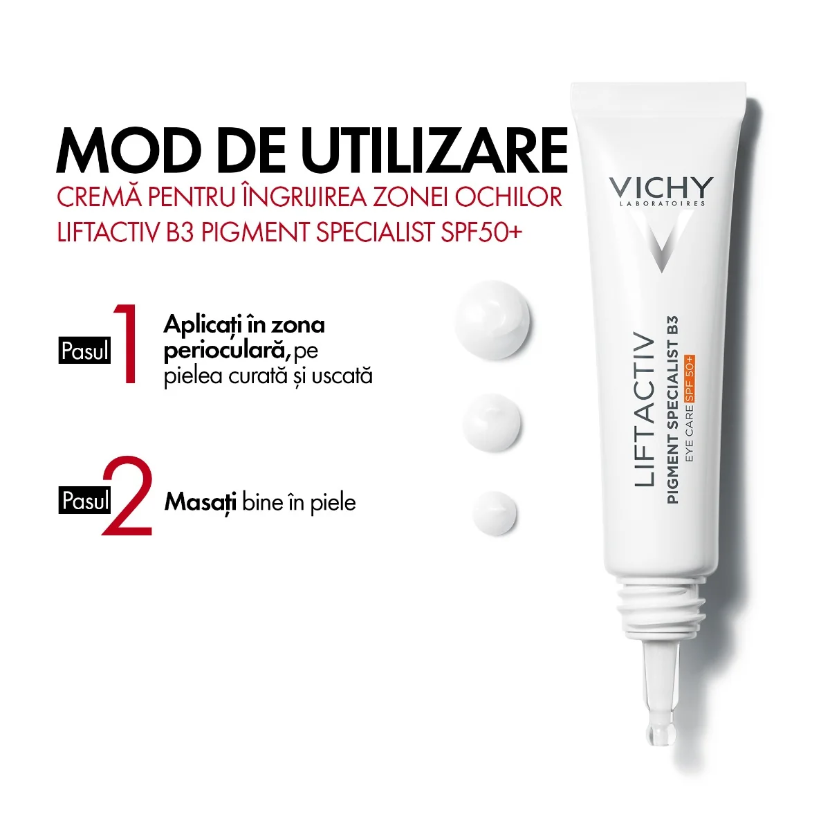 Crema pentru ingrijirea zonei ochilor LiftActiv B3 Pigment Specialist SPF50+ cu Melasyl™, 15ml, Vichy