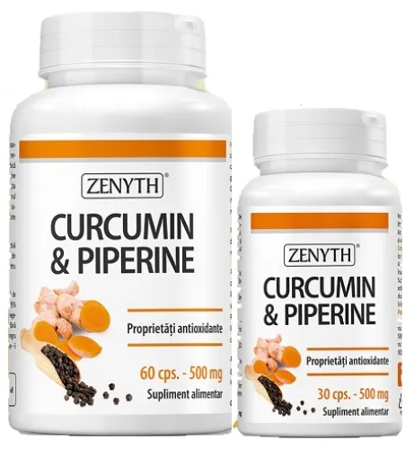 Set Curcumin si Piperine, 60 + 30 capsule, Zenyth