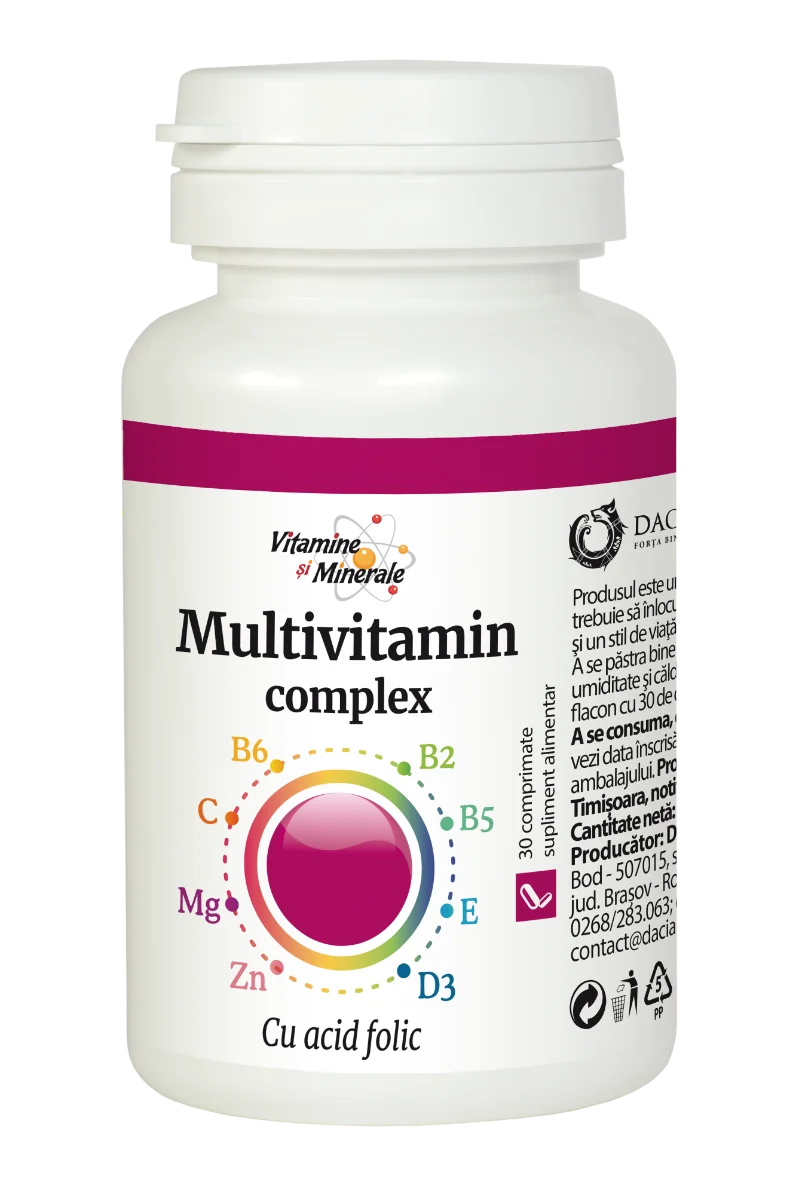 Multivitamin complex cu Acid Folic, 30 comprimate, Dacia Plant