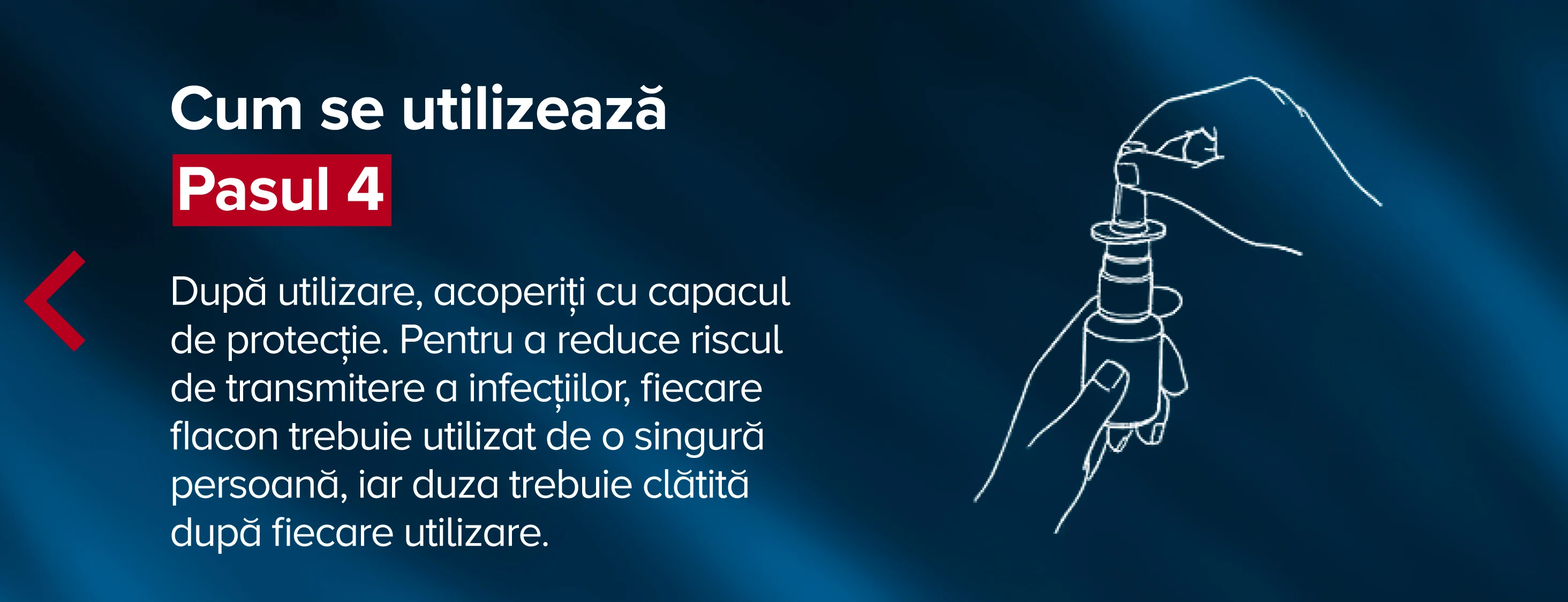 Pasul 4. Dupa utilizare, acoperiti cu capacul de protectie. Pasul 4. Dupa utilizare, acoperiti cu capacul de protectie.